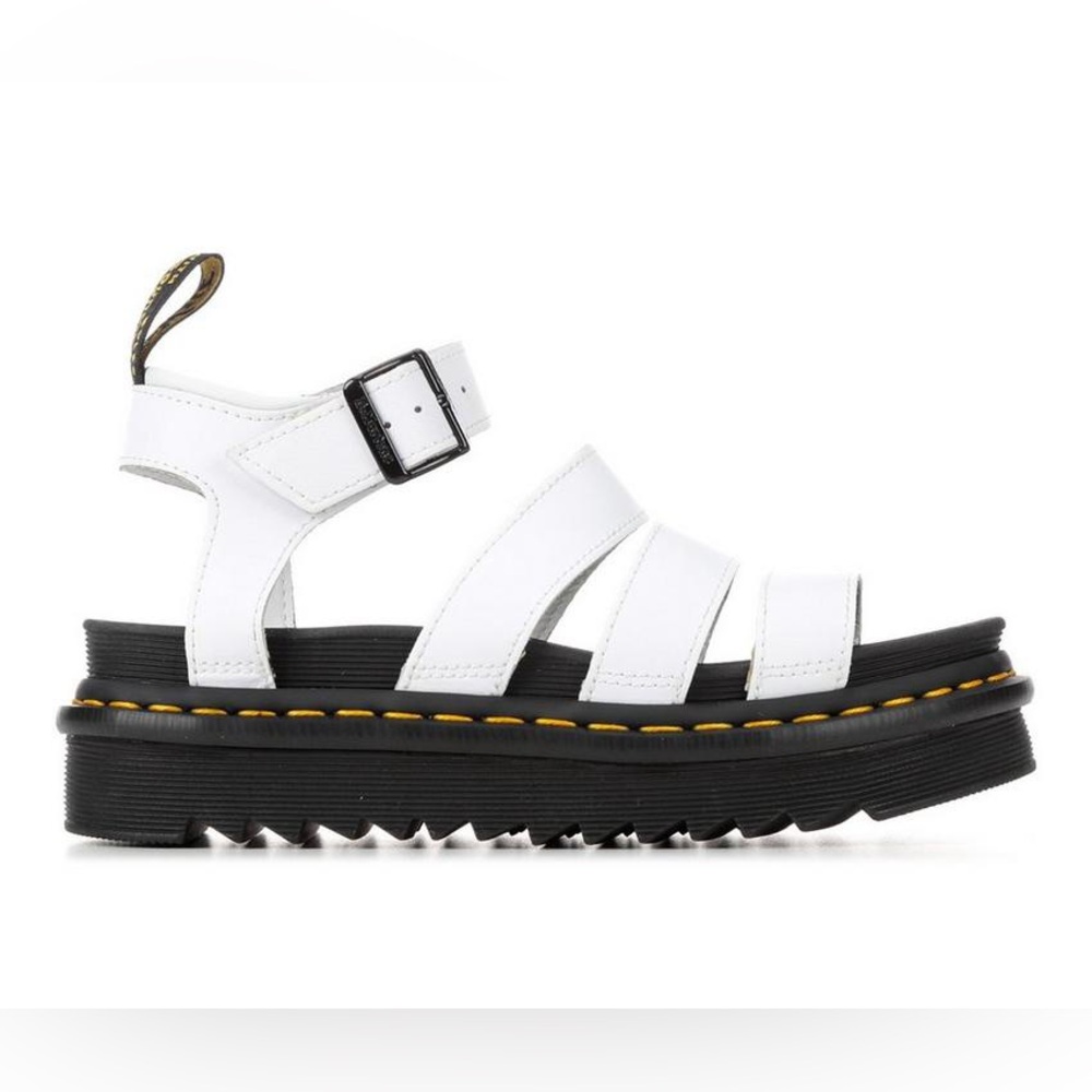 Dr. Martens Blaire White Hydro Leather Platform Gladiator Sandals Womens 9‎